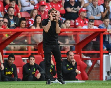 Antonio Conte manager of Tottenham Hotspur reacts during the game