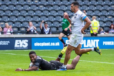 Mitieli Vulikijapani #25 of Hull FC goes over for a try and makes the score 38-12 during the second half 