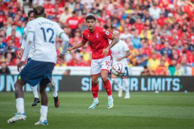 Morgan Gibbs-White #10 of Nottingham Forest passes a ball out to the wing
