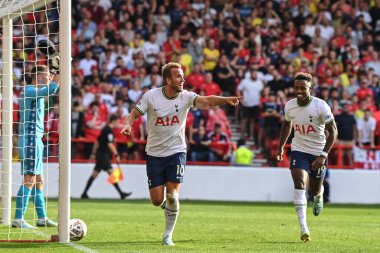 Harry Kane #10 of Tottenham Hotspur celebrates his goal to make it 0-2