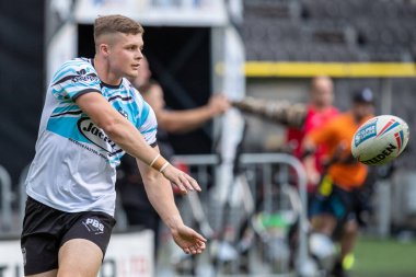 Cameron Scott #24 of Hull FC during the pre match warm up 