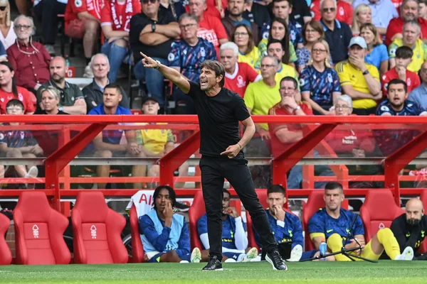 Antonio Conte manager of Tottenham Hotspur gives his team instructions 