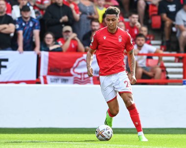 Brennan Johnson #20 of Nottingham Forest in action during the game
