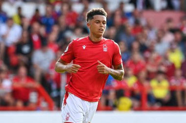 Brennan Johnson #20 of Nottingham Forest during the game