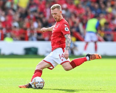 Lewis O'Brien #14 of Nottingham Forest shoots on goal