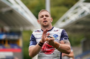 Matt Dufty #36 of Warrington Wolves scorer of 4 tries in the 36-38 defeat to Huddersfield Giants