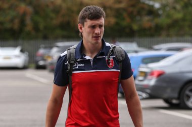 Sam Wood #24 of Hull KR  arrives at Sewell Group Craven Park