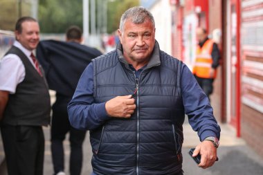 England Rugby League Head Coach Shaun Wane arrives at Sewell Group Craven Park ahead of Hull KR v Wigan Warriors