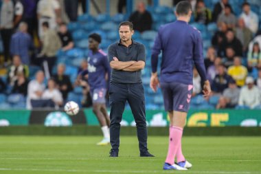 Frank Lampard manager of Everton during the pre-game warmup during the Premier League match Leeds United vs Everton at Elland Road in Leeds, UK, 30th August 2022