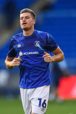 Reece Burke #16 of Luton Town during the pre-game warmup 