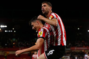 Anel Ahmedhodzic #15 of Sheffield United Celebrates scoring a goal to make it 4-0 during the Sky Bet Championship match Sheffield United vs Reading at Bramall Lane, Sheffield, UK, 30th August 2022