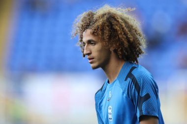 Hannibal Mejbri #6 of Birmingham City warms up ahead of the game against Norwich City
