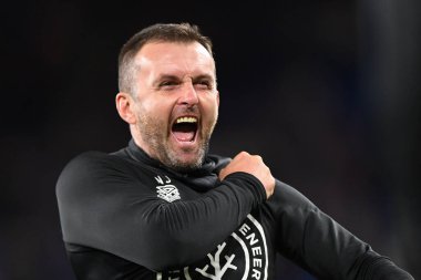 Nathan Jones  manager of Luton Town celebrates at the end of the match 