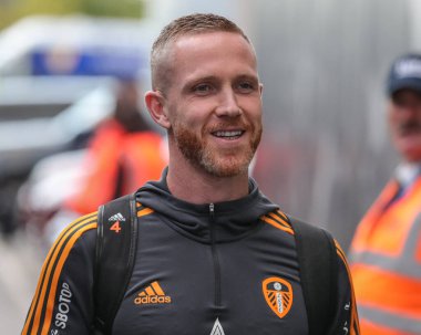 Adam Forshaw #4 of Leeds United arrives at Elland Road before the Premier League match Leeds United vs Everton at Elland Road in Leeds, UK, 30th August 2022