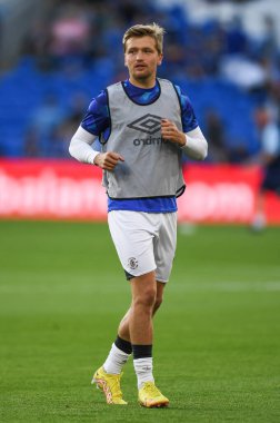 Luke Berry #8 of Luton Town during the pre-game warmup 