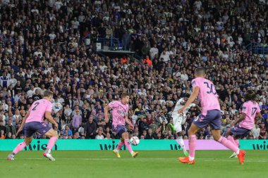 Luis Sinisterra #23 of Leeds United  scores to make it 1-1 during the Premier League match Leeds United vs Everton at Elland Road in Leeds, UK, 30th August 2022