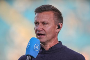 Jesse Marsch manager of Leeds United speaks to BT Sports before the Premier League match Leeds United vs Everton at Elland Road in Leeds, UK, 30th August 2022