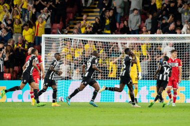 Ismala Sarr #23 of Watford celebrates scoring to level the game 1:0 