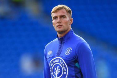 James Bree #2 of Luton Town during the pre-game warmup 