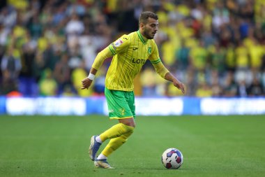 Danel Sinani #21 of Norwich City dribbles the ball