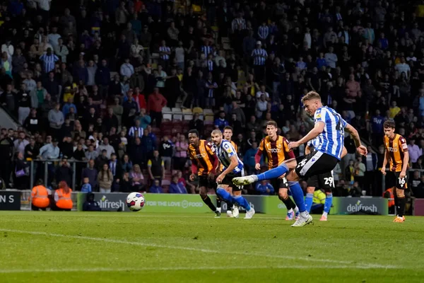 Michael Smith #24 of Sheffield Wednesday scores a penalty to go 1-0 up