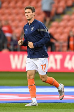 Matty Virtue #17 of Blackpool during the pre-game warmup