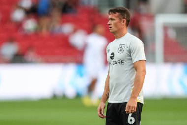 Jonathan Hogg #6 of Huddersfield Town during the pre-game warm up