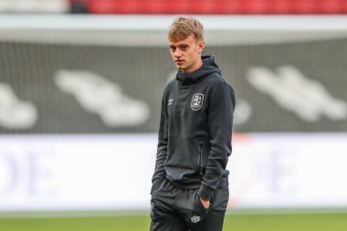 Pat Jones #26 of Huddersfield Town arrives at the game ahead of kick off