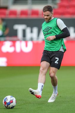 Oliver Turton #2 of Huddersfield Town during the pre-game warm up