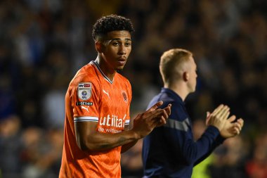 Jordan Lawrence-Gabriel #4 of Blackpool applauds the fans at the end of the game