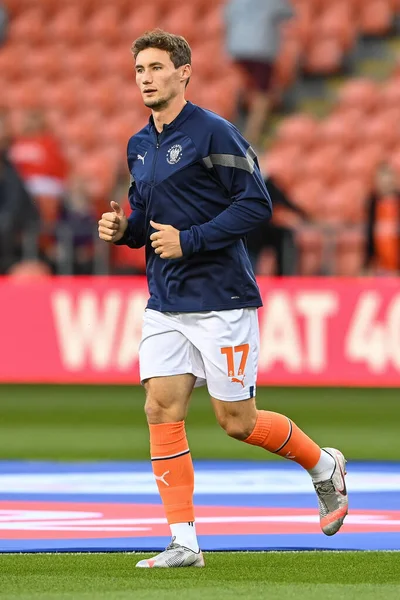 Matty Virtue #17 of Blackpool during the pre-game warmup