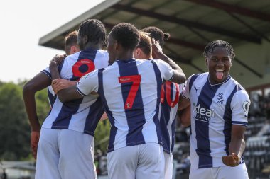 West Bromwich Albion players celebrate Harry Whitwell of West Bromwich Albion goal to make it 2-0