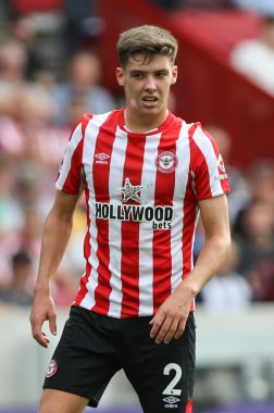 Aaron Hickey #2 of Brentford during the Premier League match Brentford vs Leeds United at Brentford Community Stadium, London, United Kingdom, 3rd September 202