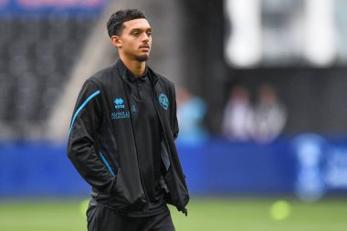 Andre Dozzell #17 of QPR pre match pitch inspection during the Sky Bet Championship match Swansea City vs Queens Park Rangers at Swansea.com Stadium, Swansea, United Kingdom, 3rd September 202