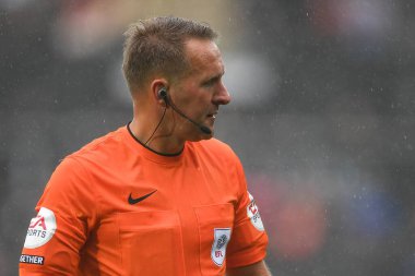 referee , Oliver Langford, during the Sky Bet Championship match Swansea City vs Queens Park Rangers at Swansea.com Stadium, Swansea, United Kingdom, 3rd September 202