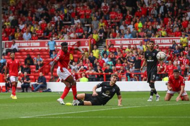 Taiwo Awoniyi #9 of Nottingham Forest has a shot at goal during the Premier League match Nottingham Forest vs Bournemouth at City Ground, Nottingham, United Kingdom, 3rd September 202