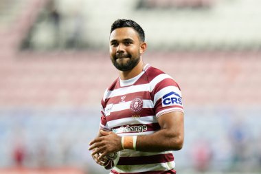 Bevan French #1 of Wigan Warriors after the game during the Betfred Super League match Wigan Warriors vs Catalans Dragons at DW Stadium, Wigan, United Kingdom, 2nd September 202
