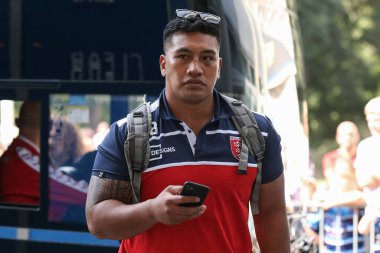 Albert Vete #8 of Hull KR arrives at MKM Stadium, Hull, United Kingdom, 3rd September 202