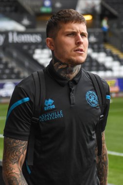 Lyndon Dykes #9 of QPR arriving at Swansea.com during the Sky Bet Championship match Swansea City vs Queens Park Rangers at Swansea.com Stadium, Swansea, United Kingdom, 3rd September 202