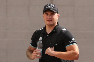 Denive Balmforth #33 of Hull FC arrives at MKM Stadium, Hull, United Kingdom, 3rd September 202