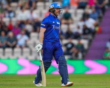 London Spirit's  Eoin Morgan after getting out during the The Hundred match Manchester Originals vs London Spirit Men at The Ageas Bowl, Southampton, United Kingdom, 2nd September 202