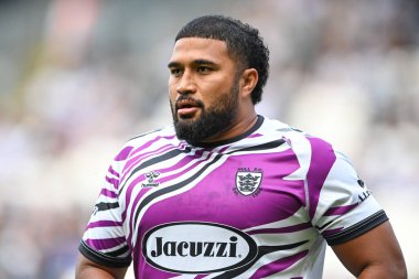 Chris Satae #10 of Hull FC during pre match warm up ahead of the Betfred Super League match Hull FC vs Hull KR at MKM Stadium, Hull, United Kingdom, 3rd September 202