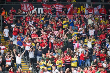 Hull KR fans celebrate another try during the Betfred Super League match Hull FC vs Hull KR at MKM Stadium, Hull, United Kingdom, 3rd September 202