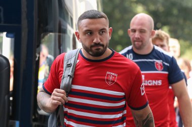 Elliot Minchella #17 of Hull KR arrives at MKM Stadium, Hull, United Kingdom, 3rd September 202
