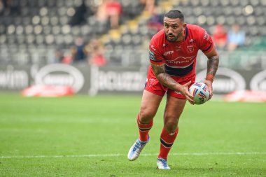 Elliot Minchella #17 of Hull KR in action during the Betfred Super League match Hull FC vs Hull KR at MKM Stadium, Hull, United Kingdom, 3rd September 202