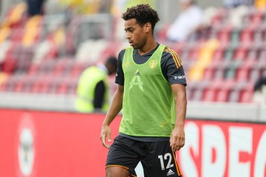 Tyler Adams #12 of Leeds United warms up during the Premier League match Brentford vs Leeds United at Brentford Community Stadium, London, United Kingdom, 3rd September 202