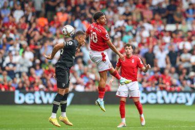 Morgan Gibbs-White #10 of Nottingham Forest wins a header during the Premier League match Nottingham Forest vs Bournemouth at City Ground, Nottingham, United Kingdom, 3rd September 202