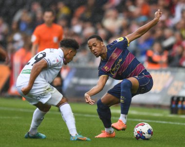 Chris Willock #7 of QPR takes on Matthew Sorinola #29 of Swansea City during the Sky Bet Championship match Swansea City vs Queens Park Rangers at Swansea.com Stadium, Swansea, United Kingdom, 3rd September 202
