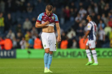 Jhann Gumundsson #7 of Burnley looks dejected after the Sky Bet Championship match West Bromwich Albion vs Burnley at The Hawthorns, West Bromwich, United Kingdom, 2nd September 2022