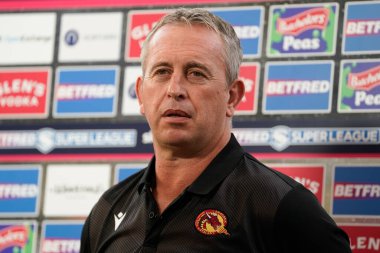 Steve McNamara Head Coach of Catalans Dragons is interviewed before the Betfred Super League match Wigan Warriors vs Catalans Dragons at DW Stadium, Wigan, United Kingdom, 2nd September 202